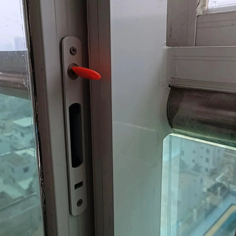 Close-up of 2 Piece Sliding Door Lock Set With Keys For Aluminum Doors And Windows Embedded Flush Mount Single Sided Hook Locks Durable