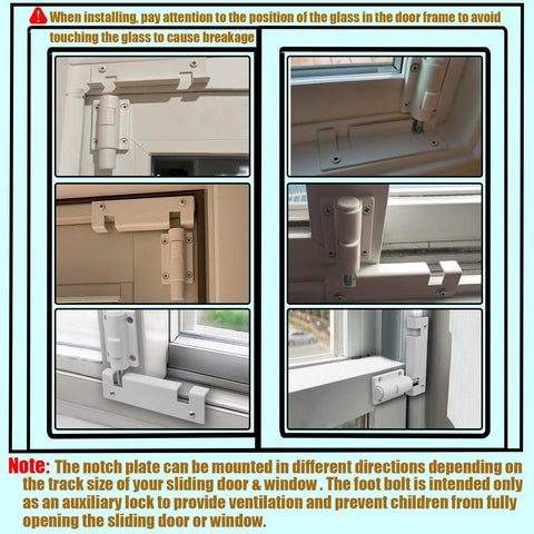 Sliding Glass Door Lock And Bolt For Patio Doors Childproof Safety Rail Lock For Top Or Bottom Mount White 1 Pack installed