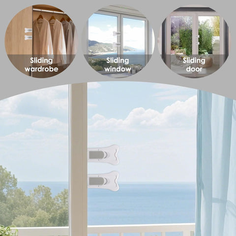2 Pack Sliding Door Locks And Window Stoppers For Cabinets Closets Windows And Sliding Glass Doors Durable Plastic Construction installed on window