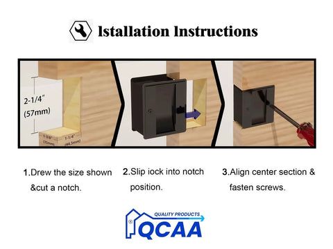 Installation instructions for Solid Brass Sliding Door Pull For Passage Doors Pocket Door Hardware In Polished Brass Finish, 4 Pack With Mounting Hardware And Installation Instructions, Dimensions 2-3/4 In Long, 2-1/2 In Wide, 1-3/8 In Deep, Made In Taiwan showing measuring, fitting, and securing the pull