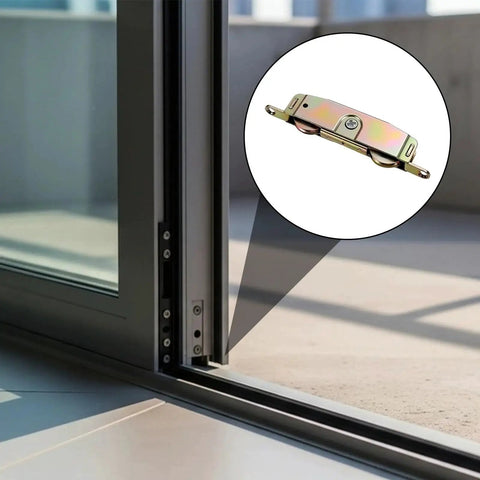 Heavy Duty Sliding Patio Door Roller Assembly Set Two Pieces One And One Quarter Inch Steel Ball Bearing Rollers installed