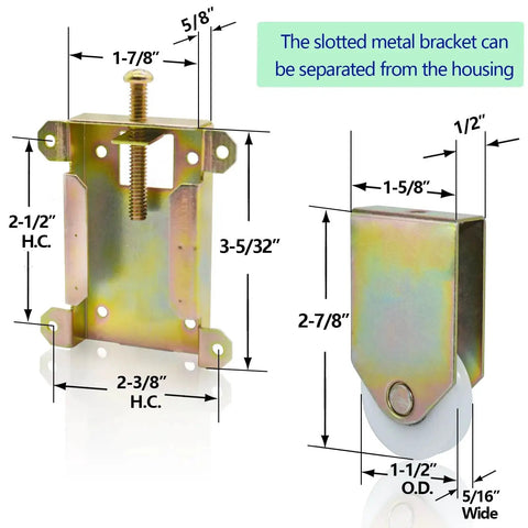 4 Pack Sliding Mirror Closet Door Rollers Replacement Hardware With One And A Half Inch POM Concave Ball Bearing Wheels diagram