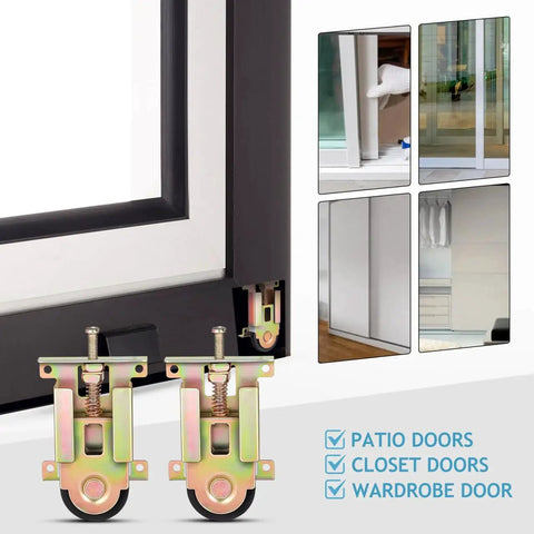 2 Pcs Sliding Door Roller Wheels With Heavy Duty Stamped Housing And POM Bearings for smooth closet and barn doors