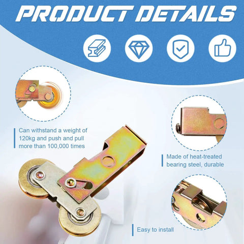 Two Pack Sliding Door Rollers Replacement Kit With Tandem Roller Assembly 1-1/4 Inch Heavy Duty Adjustable Patio Door Wheels