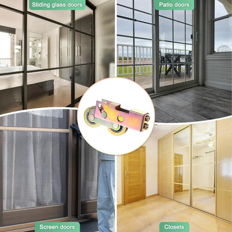 4 Pack Sliding Door Roller Kit With 1-1/4 Inch 32mm Steel Ball Bearing Wheels Adjustable Assembly Replacement For Sliding Doors