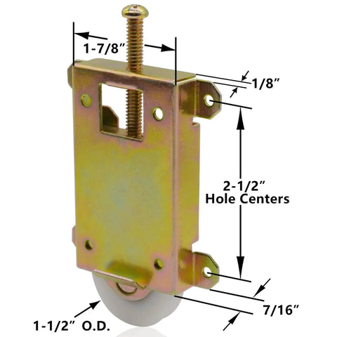Sliding Mirror Closet Door Rollers Replacement Hardware Fits Contractors Part #W8020C 1-1/2" POM Concaved Wheel Specification