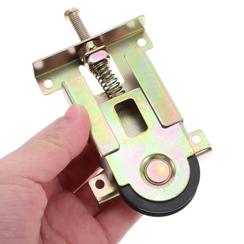 2 Pcs Sliding Door Roller Wheels With Heavy Duty Stamped Housing And POM Bearings shown in hand, featuring bottom mount installation.