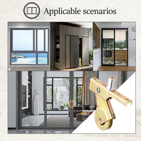 Four Pack Sliding Screen Door Rollers Replacement For Doors Stainless Steel Construction 1 Inch Concave Ball Bearing Wheels Top And Bottom Replaces B701 B702 B814 For Smooth Glide In Coastal And Humid Environments shown with various sliding door installations.