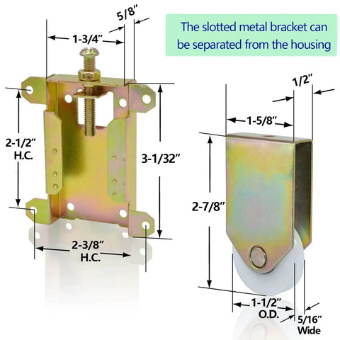 Sliding Closet Door Rollers Replacement Hardware For Mirror And Wardrobe Doors Pack Of 2 With Two And A Half Inch Vertical Track Wheel