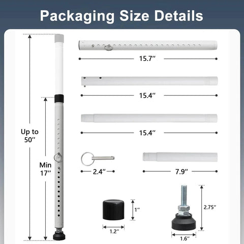 Packaging details of Sliding Door Security Bar, 17.7-50.5inch Heavy Duty Adjustable Sliding Patio Door Lock Bar with Rubber Tips.