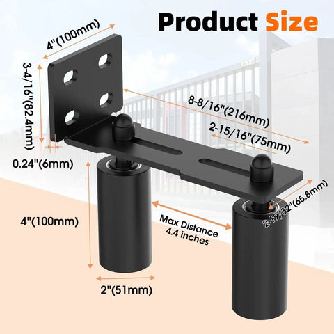 Heavy Duty Sliding Gate Guide Roller Hardware Kit With 4 Inch Black Nylon Wheels And Steel L Bracket, Adjustable Sliding Gate Roller