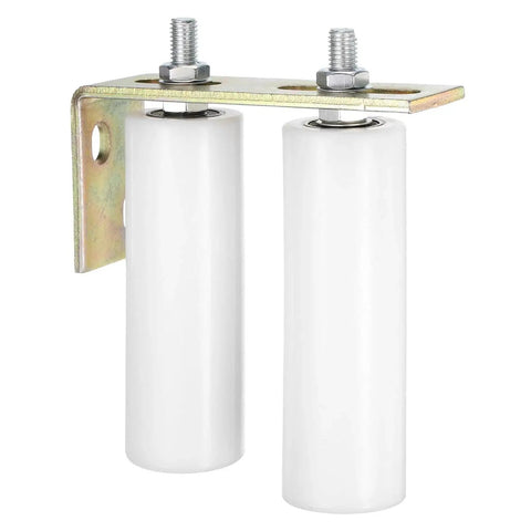 1 Set Slide Gate Guide Roller With L Shaped Rear Bracket For Sliding Doors, 50mm Nylon Rollers And 150mm Long Bracket