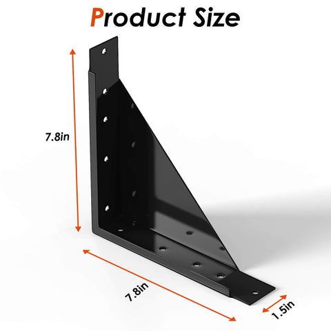 Sliding Gate Hardware Kit bracket dimensions 7.8in by 7.8in front view, part of Heavy Duty Slide Gate Kit for Wooden Fence, Deck Gate