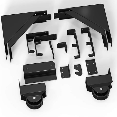 Sliding Gate Hardware Kit with latch, heavy duty components for wooden fence, deck gate outdoor, pet or driveway installation.