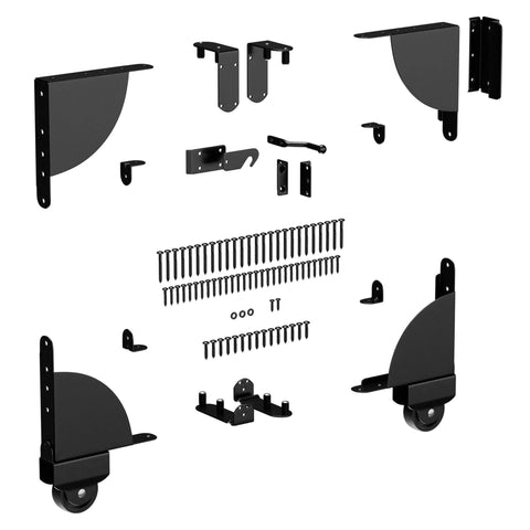 Heavy Duty Sliding Gate Kit Adjustable Hardware for Wood Fence with anti-sag corner braces, gate latch, and rolling wheels