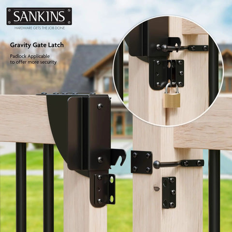 Heavy Duty Sliding Gate Kit Adjustable Hardware for Wood Fence latch with anti-sag corner brace and smooth rolling wheels