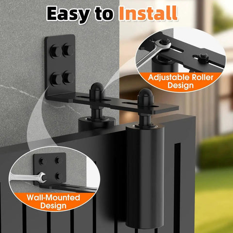 Sliding Gate Roller Guide Kit With Heavy Duty 6 Inch Adjustable Nylon Wheels And Rust Proof L Bracket for sliding gates.