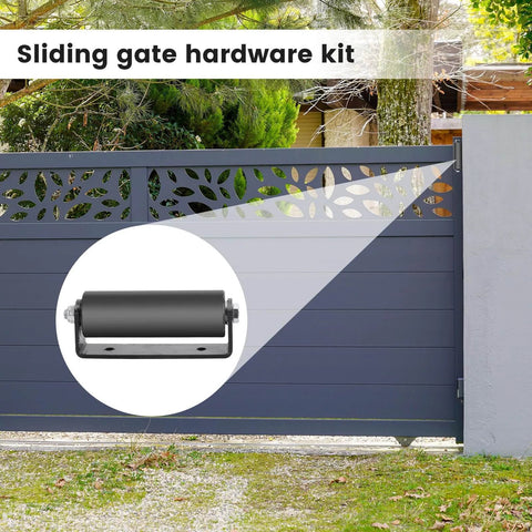 6 Inch Sliding Gate Roller Guide Kit with C Shaped Steel Brackets in use on gate