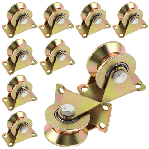10 Pack 2 Inch Sliding Gate Wheel with V Groove Track Steel Rollers for Rail Guided Gates Durable Rust Resistant Gate Hardware