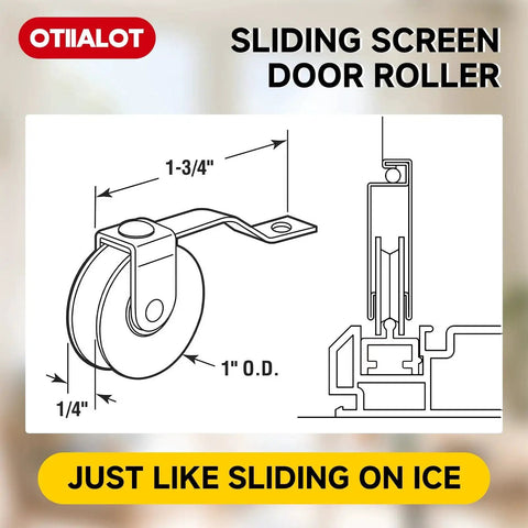 Diagram of 4 Pack Sliding Screen Door Rollers Replacement with Tension Spring and 1 Inch Steel Ball Bearing Wheels Fits B638 B687 B639