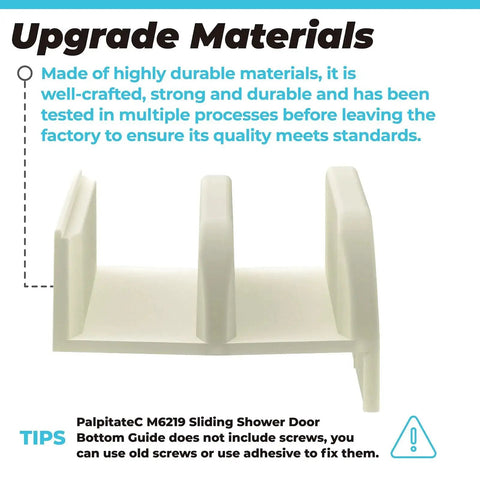 Bottom Guide For Sliding Shower Doors Top Hung Tub Enclosures, Fits Half Inch Channel Glass Doors, Plastic Guide