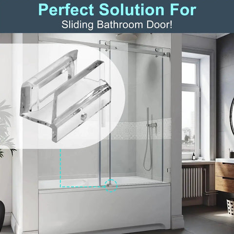 Bottom Guide For Sliding Shower Doors With 3/8 Inch Channel Fits Glass Up To 3/8 Inch Thick Top Hung Track Durable Plastic Guide Pack Of 2 Includes 2 Inch Bottom Track For Easy Alignment And Smooth Quiet Sliding installed on shower door