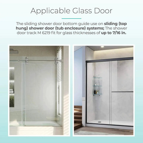 Sliding Shower Door Bottom Guide With Half Inch Channel For Top Hung Tub Enclosure Doors, Glass Shower Door Track Guide in bathroom