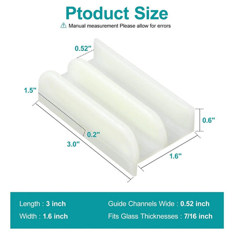 Sliding Shower Door Bottom Track dimensions for 7/16-inch Thick Glass, featuring 1/2-inch Channels, M6219 (2 Pack)