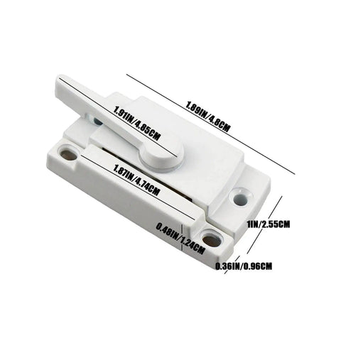 Two Piece Sliding Window Lock Cam Sash Lock For Double Sliding Windows Vinyl Sash Lock And Keeper Replacement For Vertical And Horizontal Windows Durable Anti Jumping Studs Corrosion Resistant Hardware, dimensions labeled