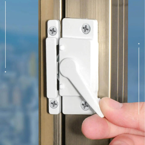 Two Piece Sliding Window Lock Cam Sash Lock For Double Sliding Windows Vinyl Sash Lock And Keeper Replacement installed on window