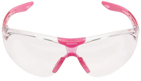 Slim Fit Safety Glasses With Clear Lens Pink Temple Tips Anti Fog Flexible front view