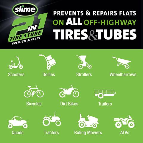 Slime 10193 Tire and Tube Sealant Puncture Repair Sealant, 2-in-1, Premium, Suitable for non-highway tires and tubes, image.
