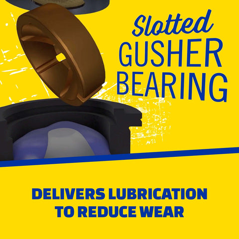 Slotted gusher bearing for front lower suspension ball joint for Mercedes Benz Sprinter 2500, greaseable for reduced wear.
