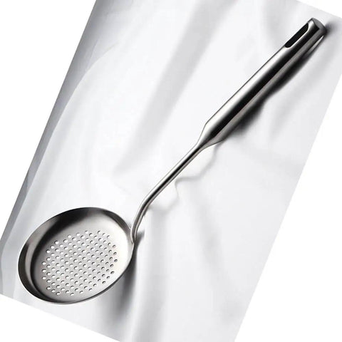 Slotted Skimmer Spoon With 304 Stainless Steel Build And Ergonomic Wooden Handle, Heat Resistant, Heavy Duty, Kitchen Strainer Ladle, 15 Inch