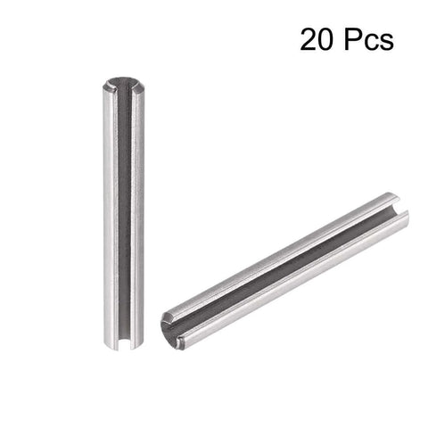 Slotted Spring Pin - M3 x 30mm 304 Stainless Steel Split Spring Roll Dowel Pins Plain Finish 20Pcs, two pins close-up