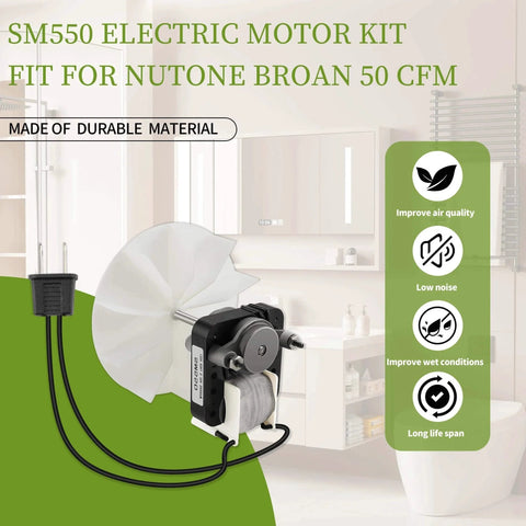 Universal Bathroom Fan Motor Replacement - SM550 Electric Vent Fan Motor Kit - Replacement for Nu-Tone Br-oan 50 CFM 120V 3000 RPM