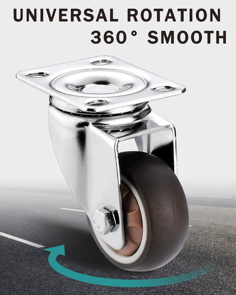 Small Caster Wheels 1 Inch Low Profile 360 Degree Swivel Casters Set Of 4 For Furniture Workbench And Cart With 2 Brakes