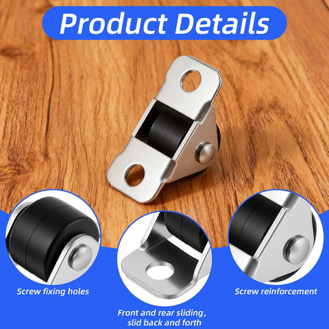 Close-up view of a 12 Pcs Half Inch Fixed Small Caster Wheels Low Profile Rigid Mini Wheels Set With Mounting Screws, product details shown