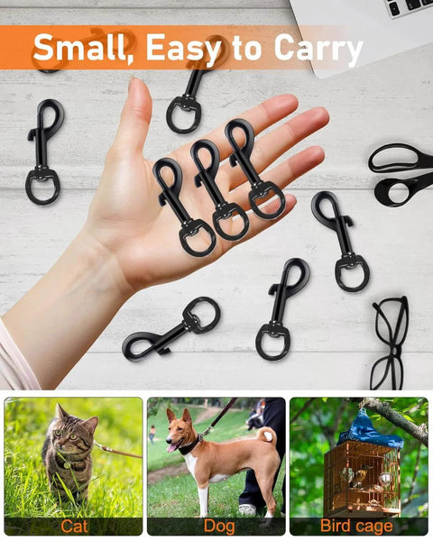 Hand holding Heavy Duty 2.75 Inch Swivel Snap Hooks 30 Pack Rust Resistant Clips for Flagpole Rope Keychain Camera Strap Pet Leash