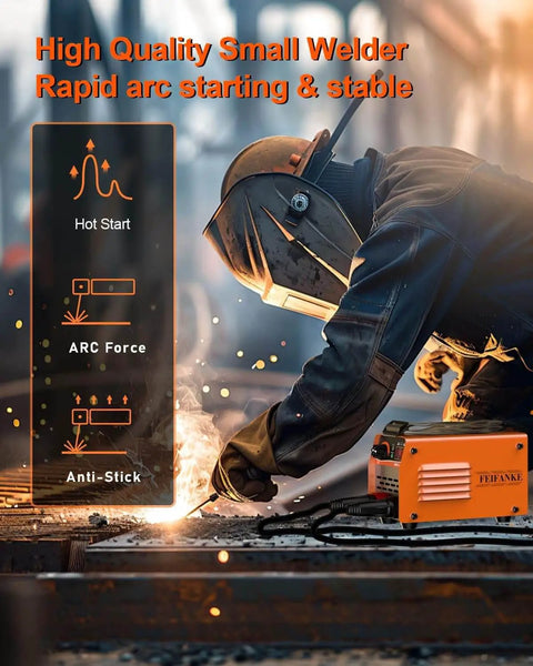 Welder using Ultra Mini 140A 110V Arc And Lift TIG Welder With Shoulder Strap Portable 2 In 1 Welding Machine, focus on Hot Start features.