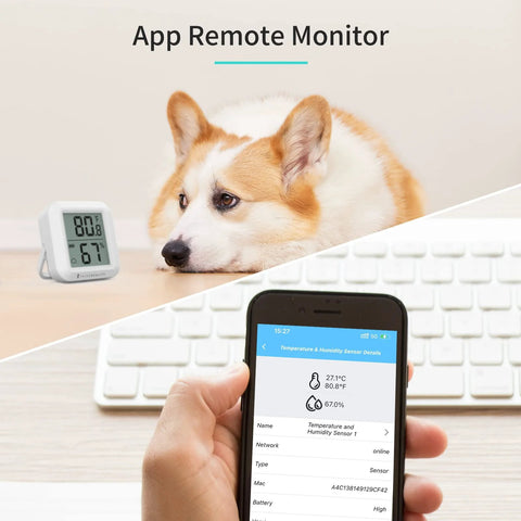 THIRDREALITY Zigbee Temperature and Humidity Sensor 2 Pack, white compact display unit with app remote monitor