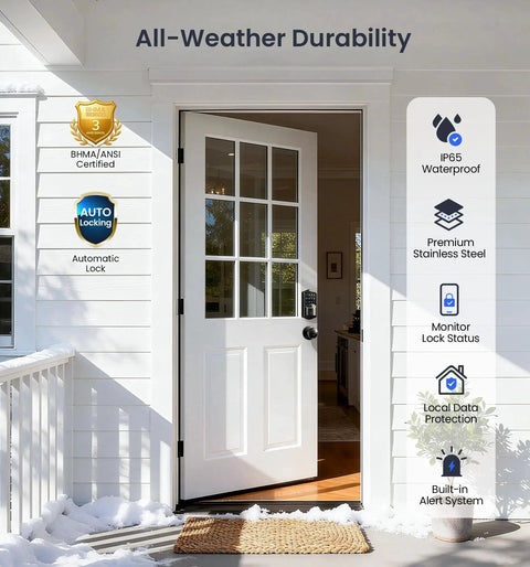 Installed Built In WiFi Smart Lock With 2 Knobs Keyless Entry Front Door Handle Set For Hands Free Access Remote App Control