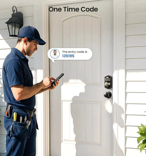 Keyless Entry Door Lock With Two Knobs And Electronic Backlit Keypad Deadbolt Auto Lock Up To 20 User Codes Smart Front Door Lock installed.