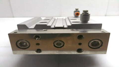 Side view of MGP Compact Guide Cylinder 50mm Heavy Duty Actuator with Slide Bearing for high side load applications by SMC MGPS50N-100.