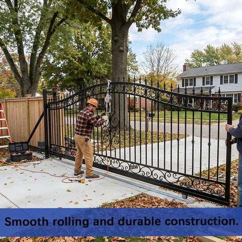 9 Ft V Track Galvanized Inverted Track For Sliding Gates And Doors installed in residential driveway