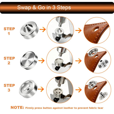 Heavy Duty Snap Fasteners Kit With Tool 100 Sets Of 15mm Stainless Boat Snaps For Boat Covers RV Tarps And Canvas Repair Pro Grade Snap Fastener Tool With 3 Dies And Storage Case diagram