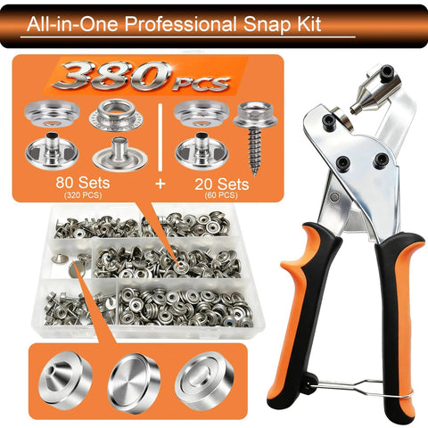 Heavy Duty Snap Fasteners Kit With Tool 100 Sets Of 15mm Stainless Boat Snaps For Boat Covers RV Tarps And Canvas Repair