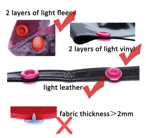 Starter Fasteners Kit With 360 Pcs Snap Fasteners Size 20 And Snap Pliers for light fleece, vinyl, and leather thicknesses