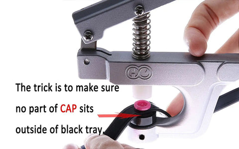 Using pliers in the Starter Fasteners Kit With 360 Pcs Snap Fasteners Size 20 And Snap Pliers For Crafts And Clothing Kam Snaps For Sewing Projects Lead Free And CPSIA Compliant Phthalate Free Easy To Use All In One DIY Kit