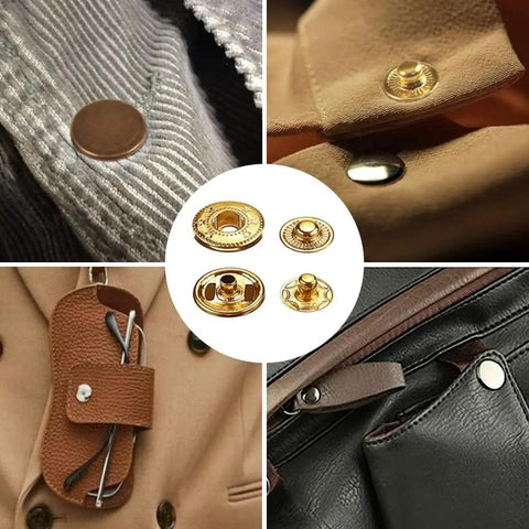 120 Set Snap Fasteners Kit For Leather 12mm Metal Button Snaps Press Studs With 4 Setter Tools And A Hammer In Gold Silver Bronze Matte Black
